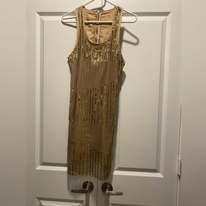Bronze Sequin Detail Mini Dress